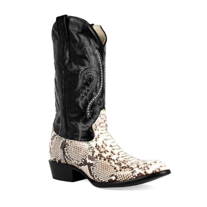 Men's Western Boot cowboy boots high noon black and white side view