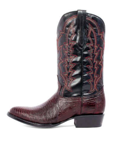 Men's Western Boot cowboy boots Clayton lizard leather sunset crimson side view