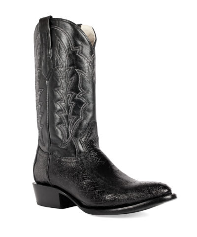 Men's Western Boot cowboy boots black leather ostrich side view