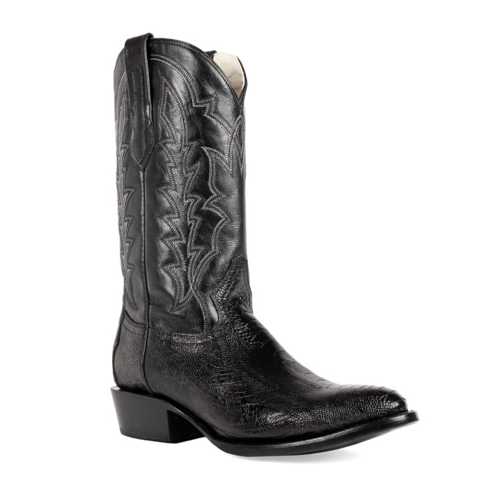 Men's Western Boot cowboy boots black leather ostrich side view