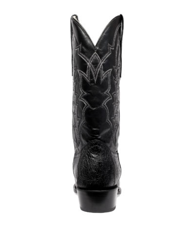 Men's Western Boot cowboy boots black ostrich leather back view
