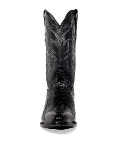 Men's Western Boot cowboy boots black ostrich leather front view