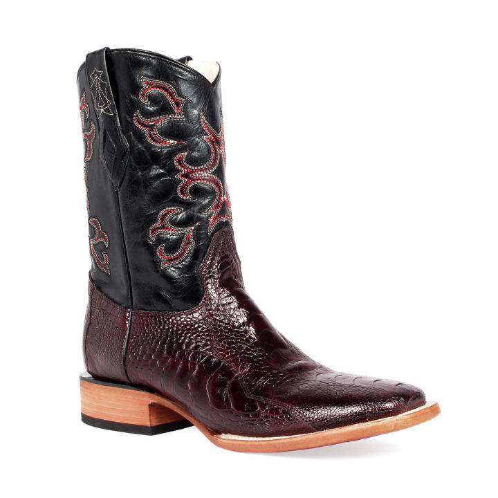 Men's Western Boot cowboy boots ostrich leather with red details side view