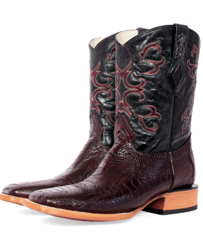 Men's Western Boot cowboy boots ostrich leather with red detail pair of boots side view