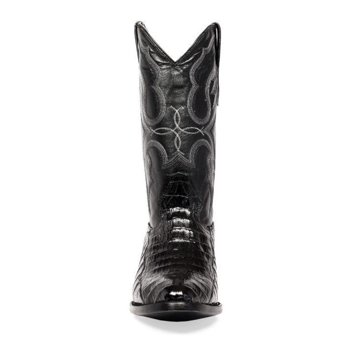 Men's Western Boot cowboy boots caiman pattern black midnight front view