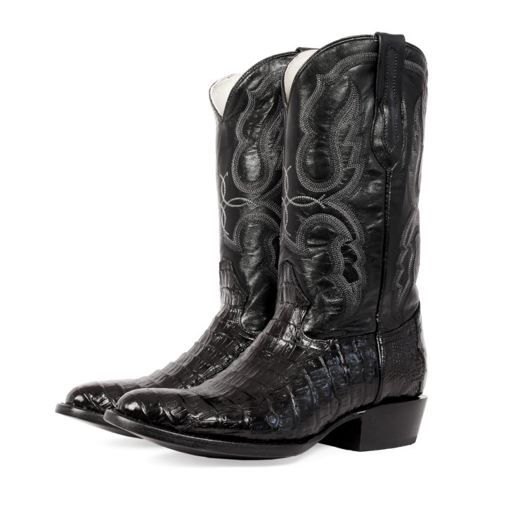 Men's Western Boot cowboy boots caiman pattern black midnight pair of boots