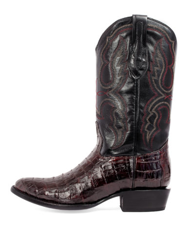 Men's Western Boot cowboy boots caiman pattern side view red detail