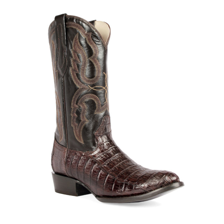 Men's Western Boot cowboy boots caiman pattern side view full boot
