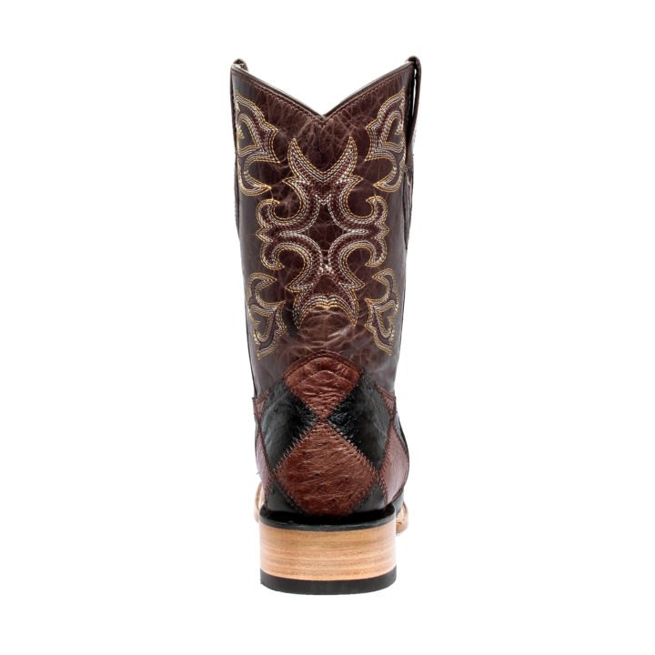Men's Western Boot cowboy boots brown and black leather back view