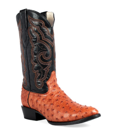 Men's Western Boot cowboy boots brown and black ostrich side view