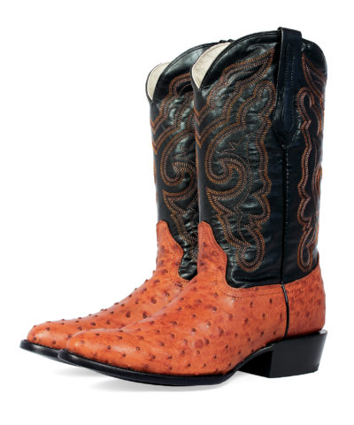Men's Western Boot cowboy boots brown and black ostrich pair of boots
