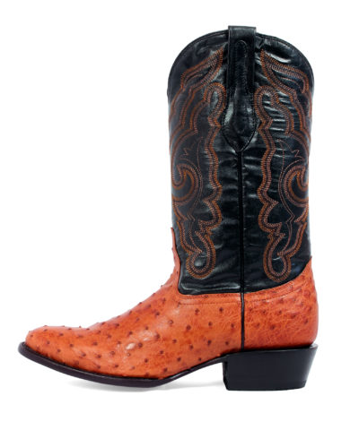 Men's Western Boot cowboy boots brown and black ostrich side view