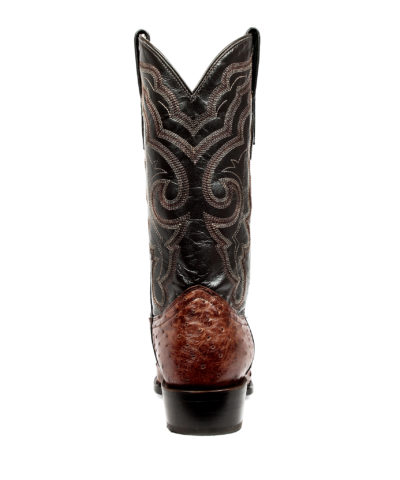 Men's Western Boot cowboy boots brown and black ostrich back view