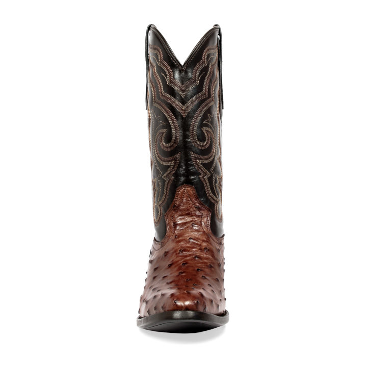 Men's Western Boot cowboy boots brown and black ostrich front view