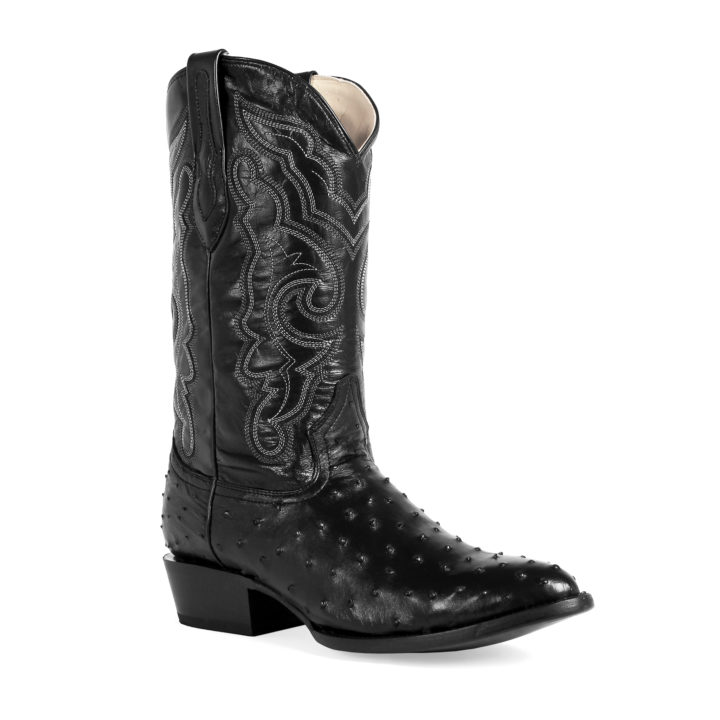Men's Western Boot cowboy boots black ostrich side view