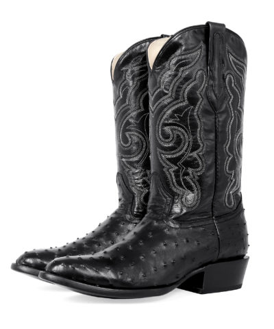 Men's Western Boot cowboy boots black ostrich pair of boots