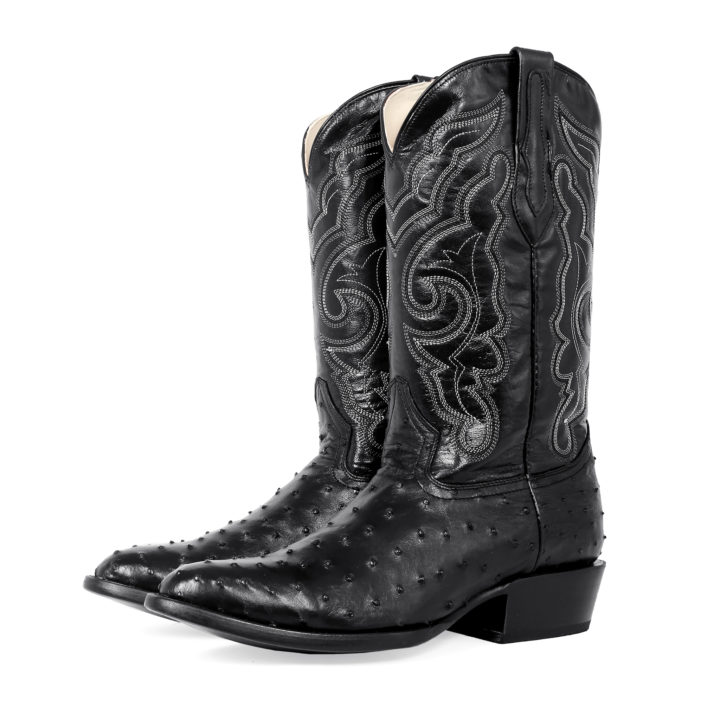 Men's Western Boot cowboy boots black ostrich pair of boots