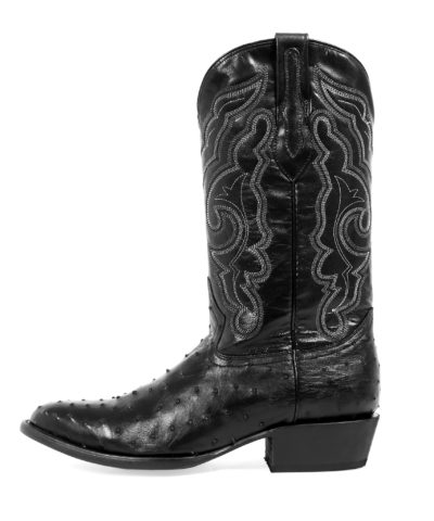 Men's Western Boot cowboy boots black ostrich side view with detail