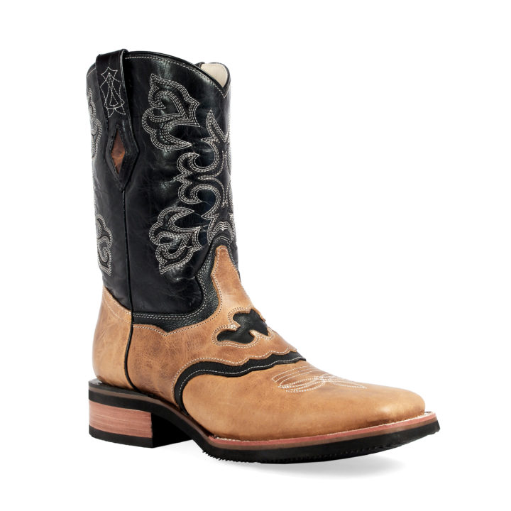 Men's Western Boot Black and Tan Cowboy Boot side view
