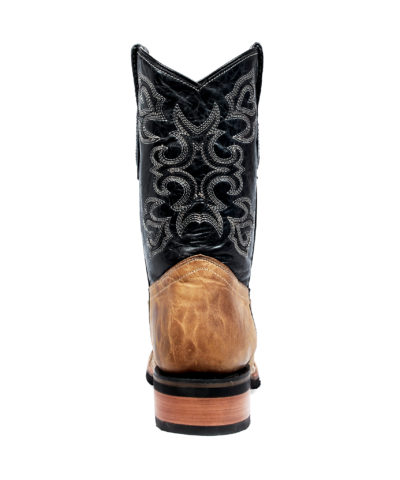 Men's Western Boot Black and Tan Cowboy Boot back view