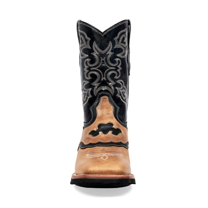 Men's Western Boot Black and Tan Cowboy Boot front view