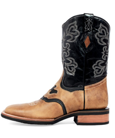 Men's Western Boot Black and Tan Cowboy Boot side view