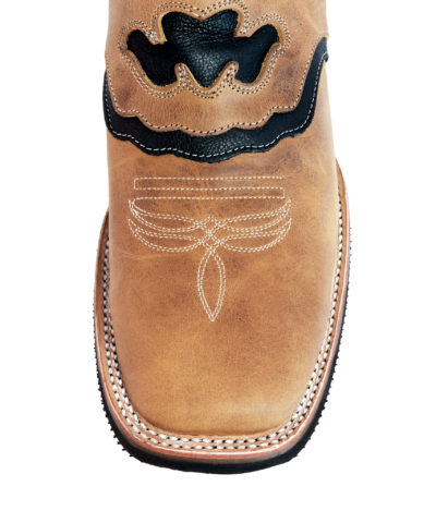 Men's Western Boot Red and Tan Cowboy Boot toe detail