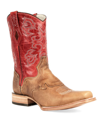 Men's Western Boot Red and Tan Cowboy Boot back view