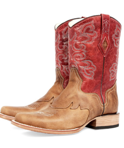 Men's Western Boot red and tan Cowboy Boot pair of boots