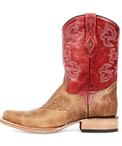 Men's Western Boot Red and Tan Cowboy Boot side