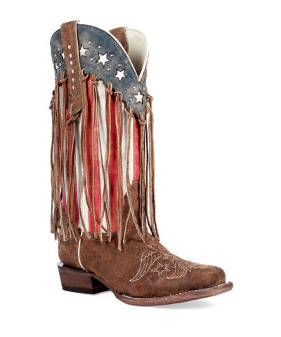 Women's Western Boot Cowgirl Boots side view with fringe