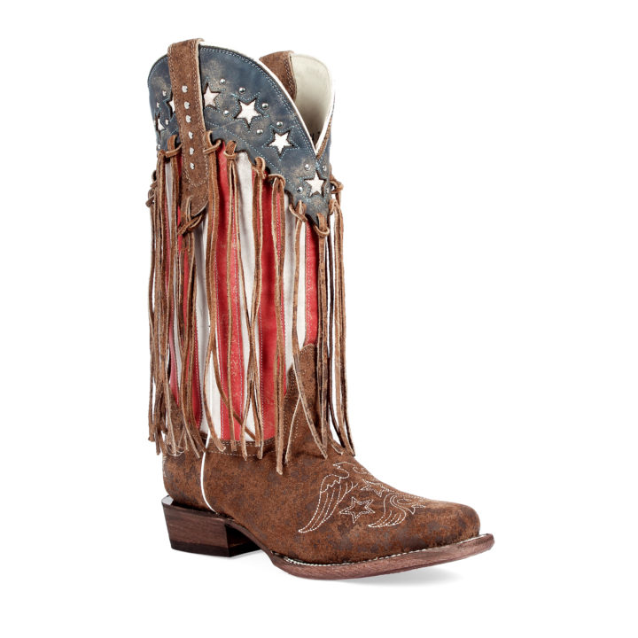Women's Western Boot Cowgirl Boots side view with fringe