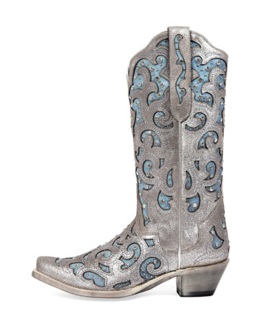 Side view of Women's Western Boot Cowgirl Boots Desert Bluebell by JB Dillon